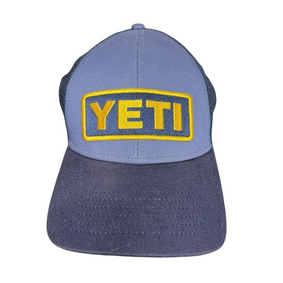 YETI Logo Badge Trucker Hat SnapBack Adjustable Blue - Picture 1 of 5